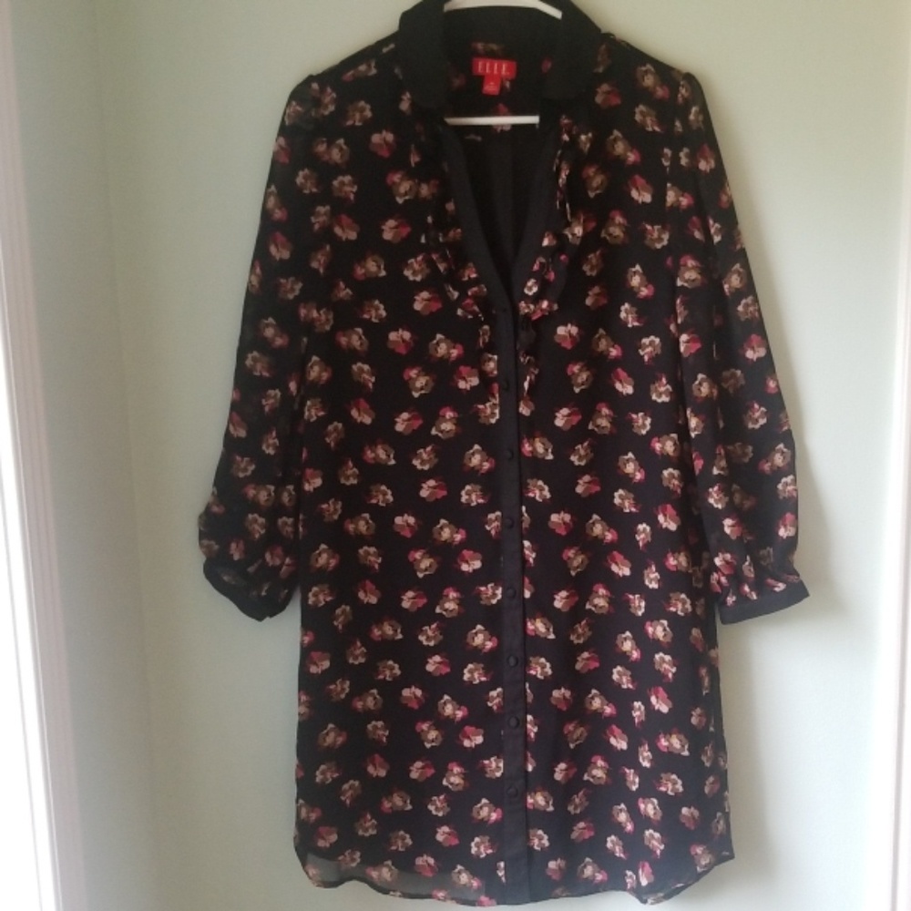 Elle Black Shirt Dress - Size M